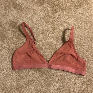Parade Silky Mesh Plunge Bralette in Pink Canyon